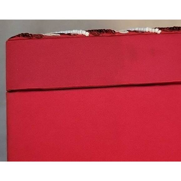 Tall Red Velvet Box with White and Red Striped Top 6.25" tall by 4x4" - Picture 6 of 10